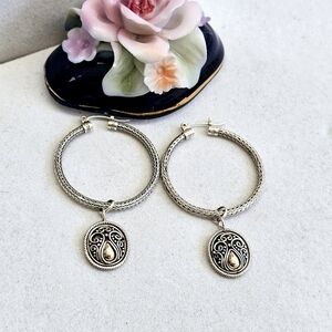BA Suarti Hoop Charm Earrings 925 Silver and 14K Gold